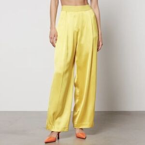 Yellow Satin Wide-Leg Pants